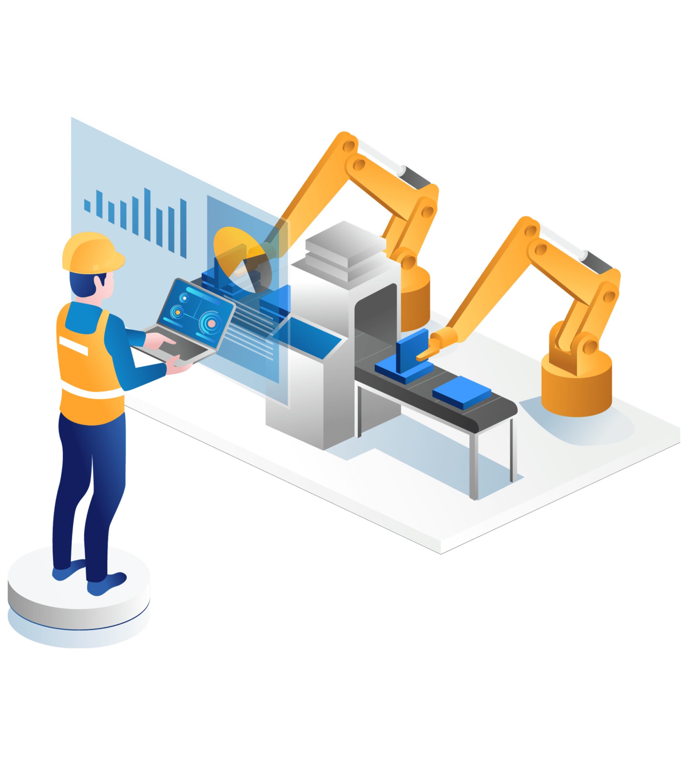 vector de trabajador conectado Trabajador conectado utilizando un sistema MES.
