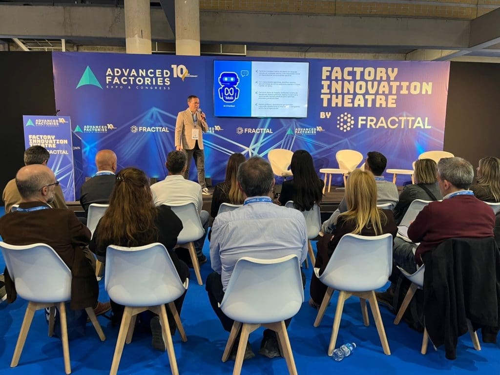 Moment from ’s presentation on AI at Advanced Factories 2026.